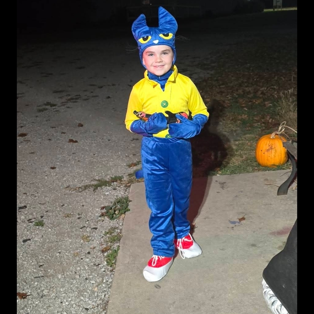 Kids Blue and Yellow Cat PETE THE CAT COSTUME WORN ONCE TO SCHOOL